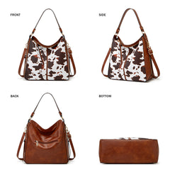 ML Luxury Leather Print Hobo Anti-Theft Handbag + FREE Pouch Wallet