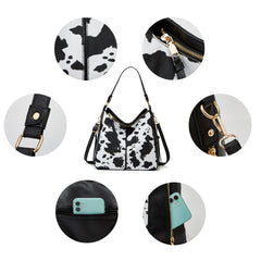 ML Luxury Leather Print Hobo Anti-Theft Handbag + FREE Pouch Wallet