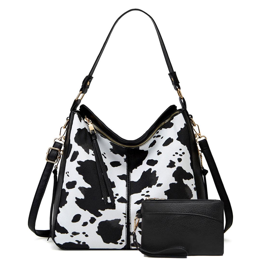 ML Luxury Leather Print Hobo Anti-Theft Handbag + FREE Pouch Wallet