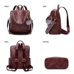 ML Luxury Leather 2-in-1 Convertible Backpack + Free Pouch