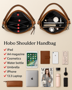 ML Luxury Leather Hobo Anti-Theft Handbag + FREE Pouch Wallet