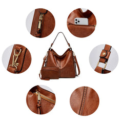 ML Luxury Leather 3-Piece Hobo Bag Set