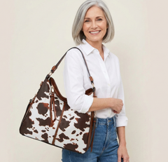 ML Luxury Leather Print Hobo Anti-Theft Handbag + FREE Pouch Wallet